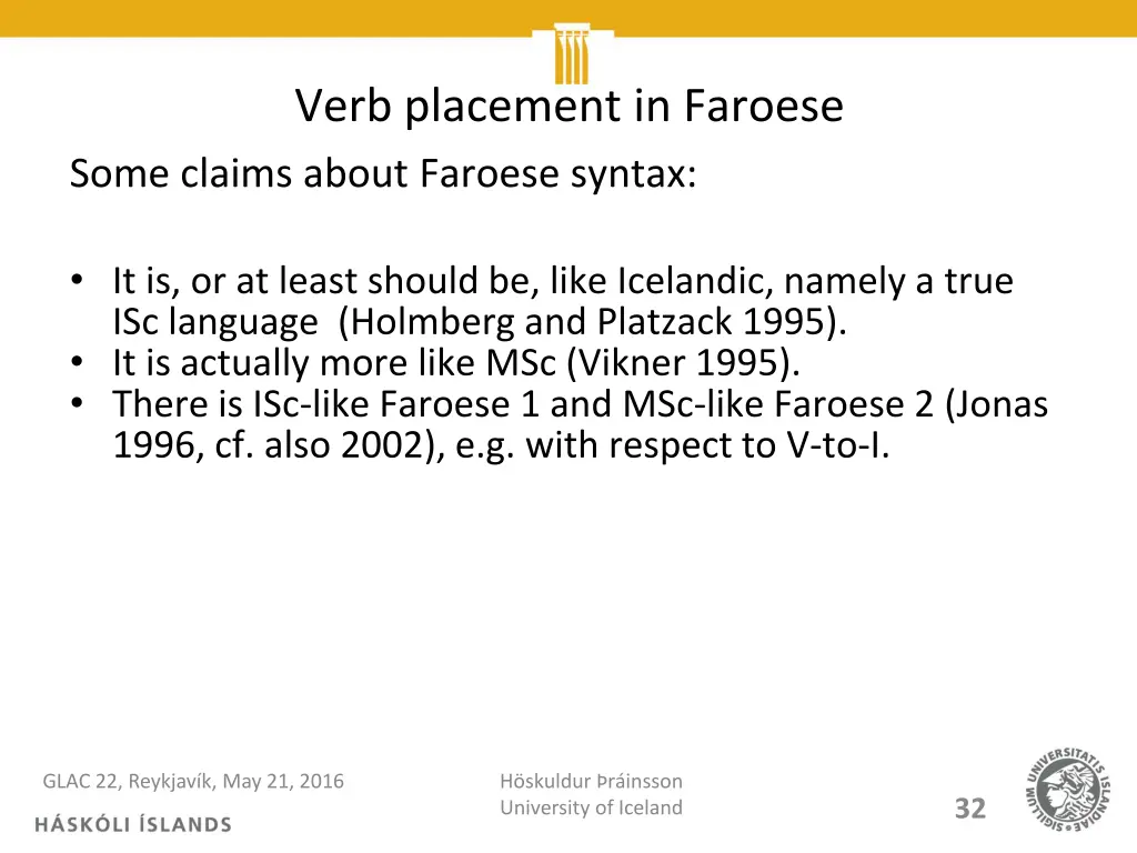 verb placement in faroese some claims about