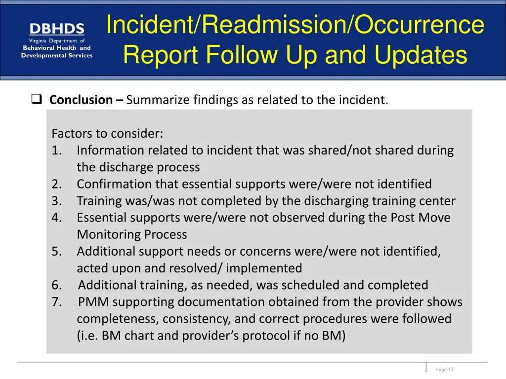 incident readmission occurrence report follow 2