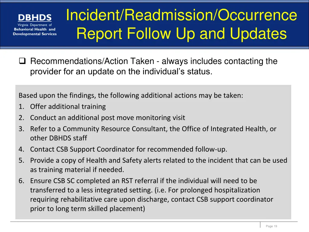 incident readmission occurrence report follow 3