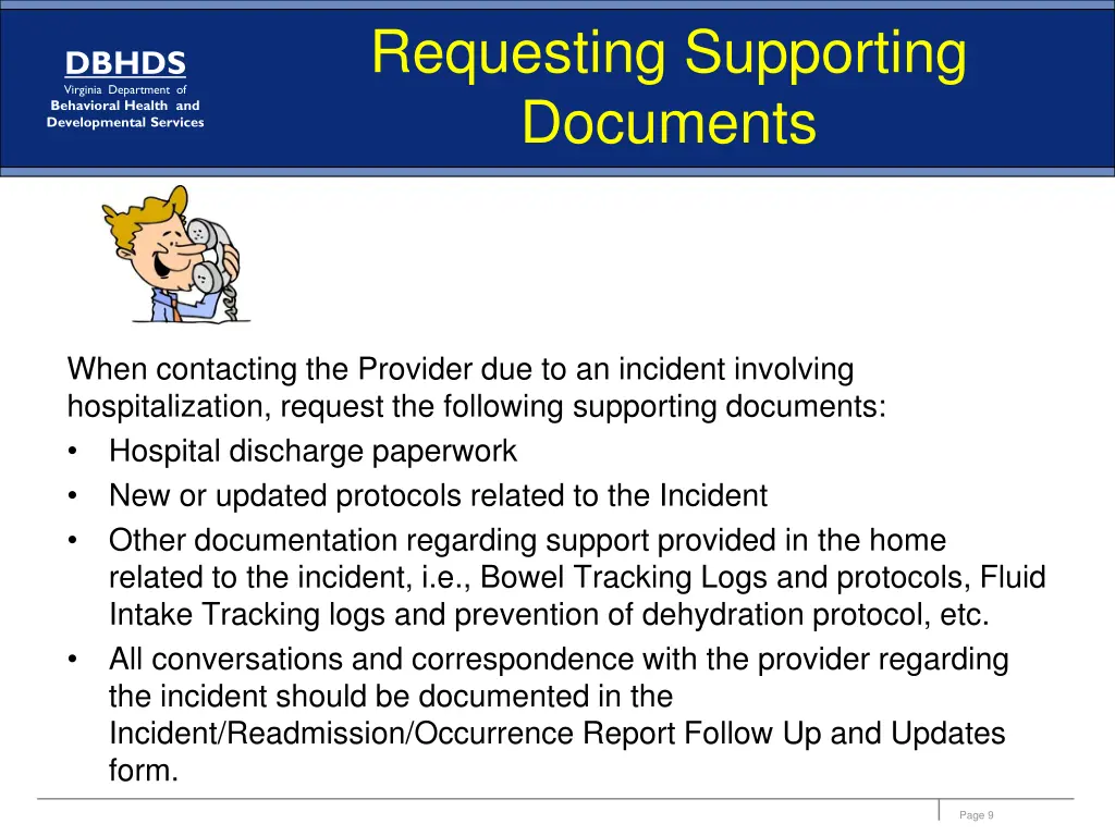requesting supporting documents