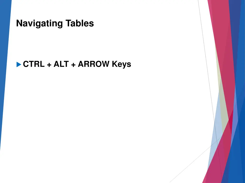 navigating tables