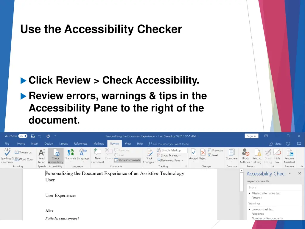 use the accessibility checker
