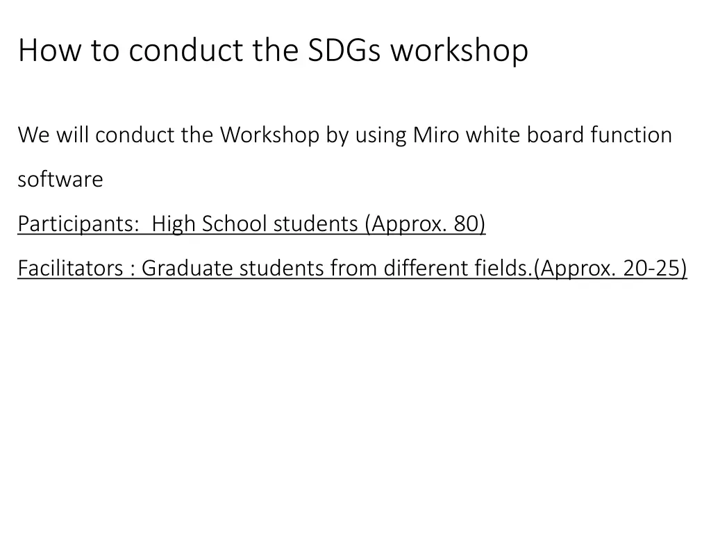 how to conduct the sdgs workshop