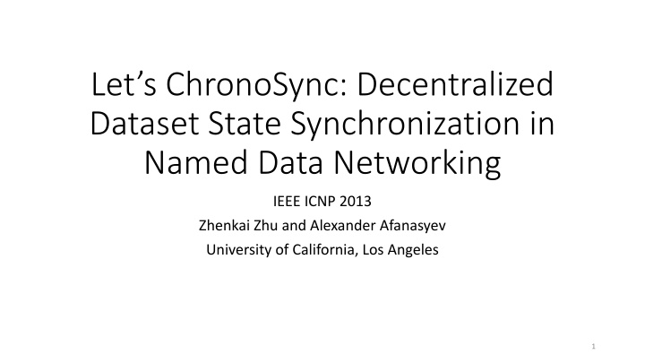 let s chronosync decentralized dataset state