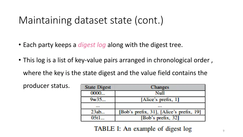 maintaining dataset state cont