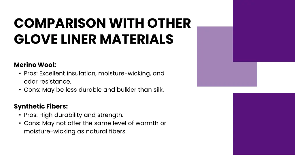 comparison with other glove liner materials