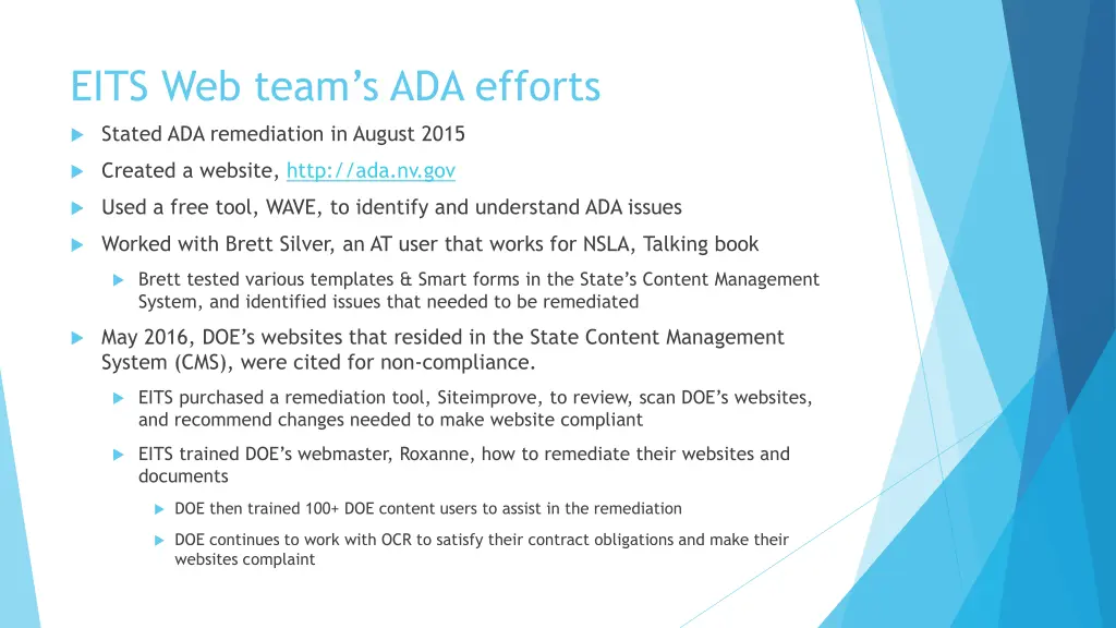 eits web team s ada efforts