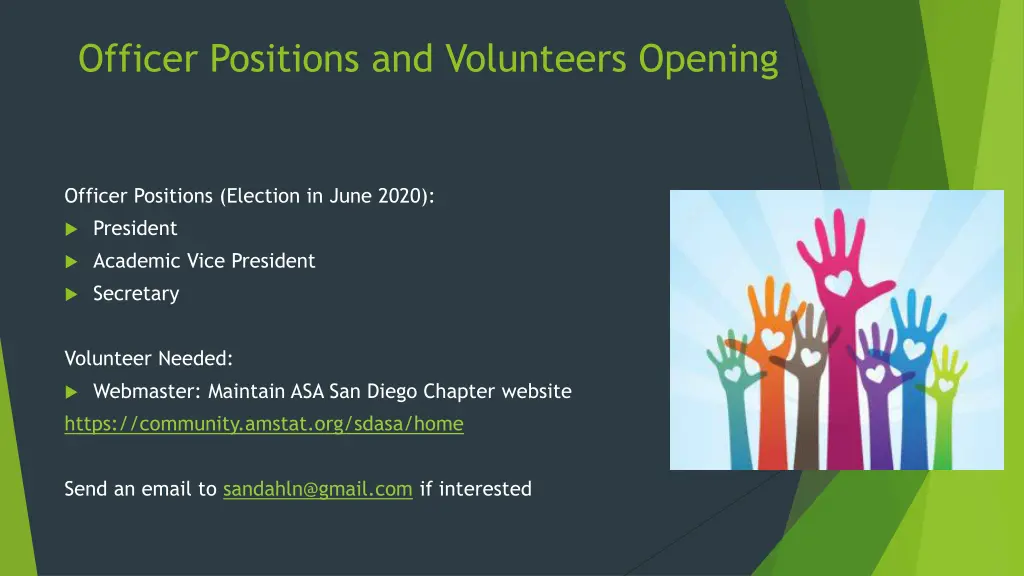 officer positions and volunteers opening