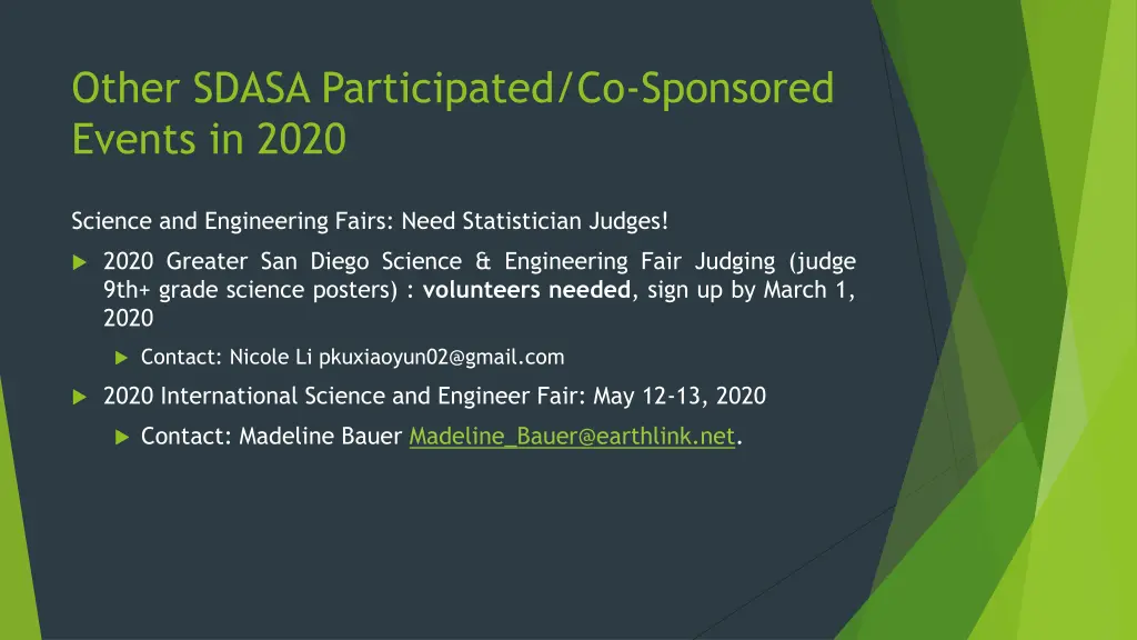 other sdasa participated co sponsored events