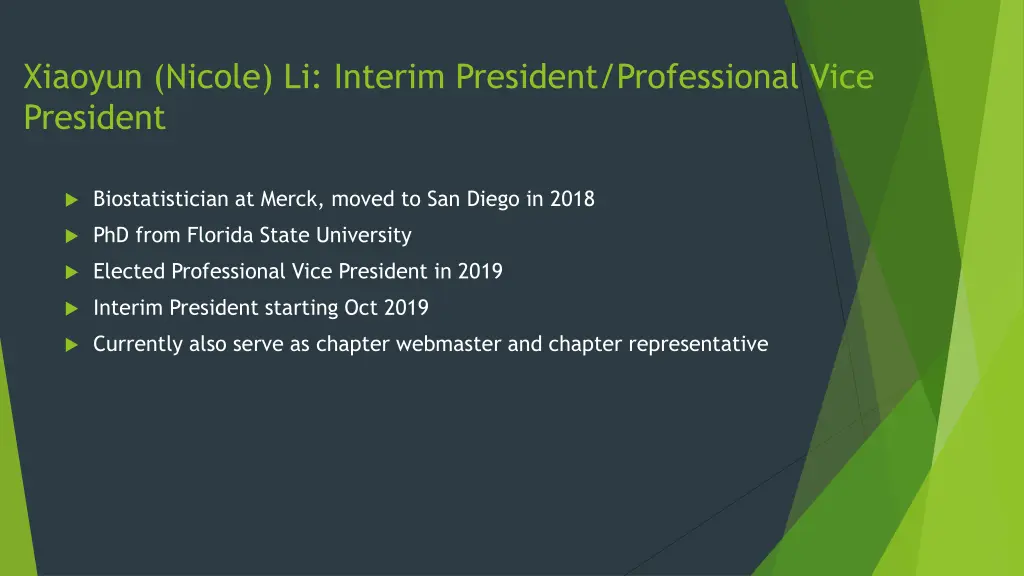 xiaoyun nicole li interim president professional