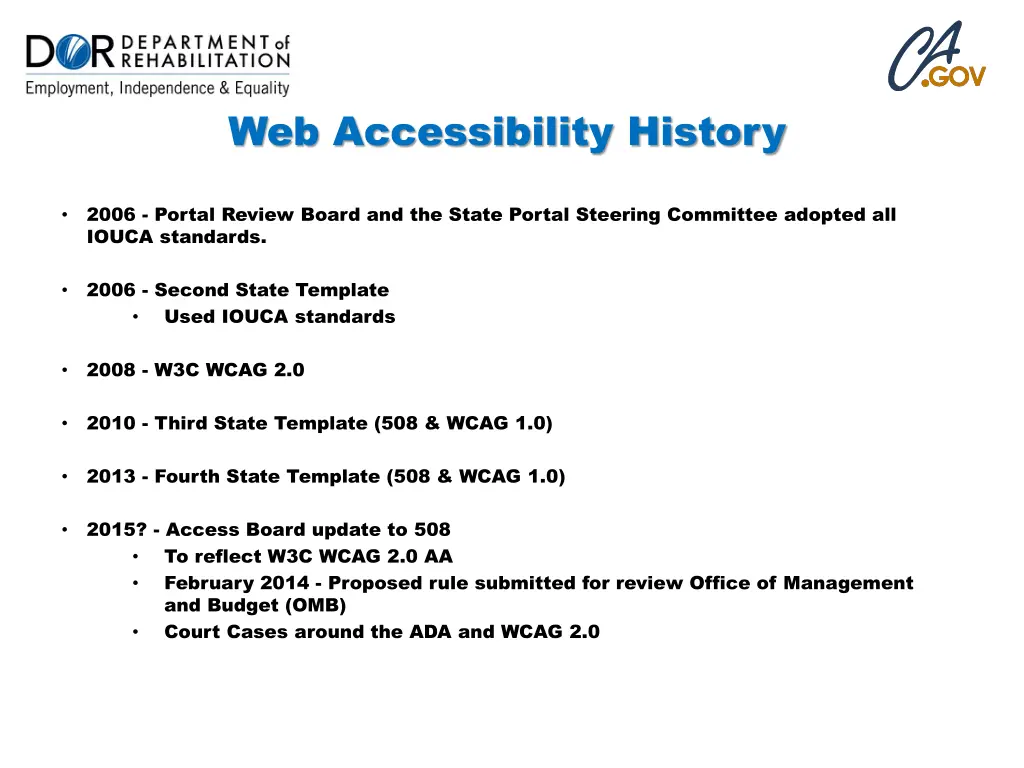 web accessibility history