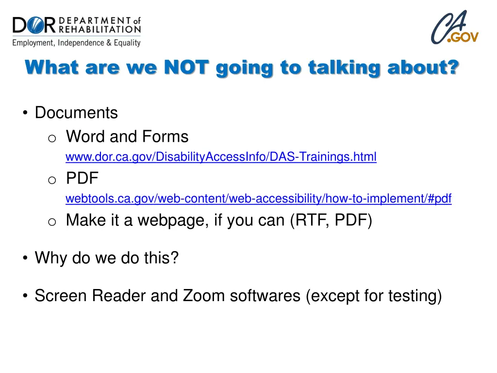 what are we not going to talking about