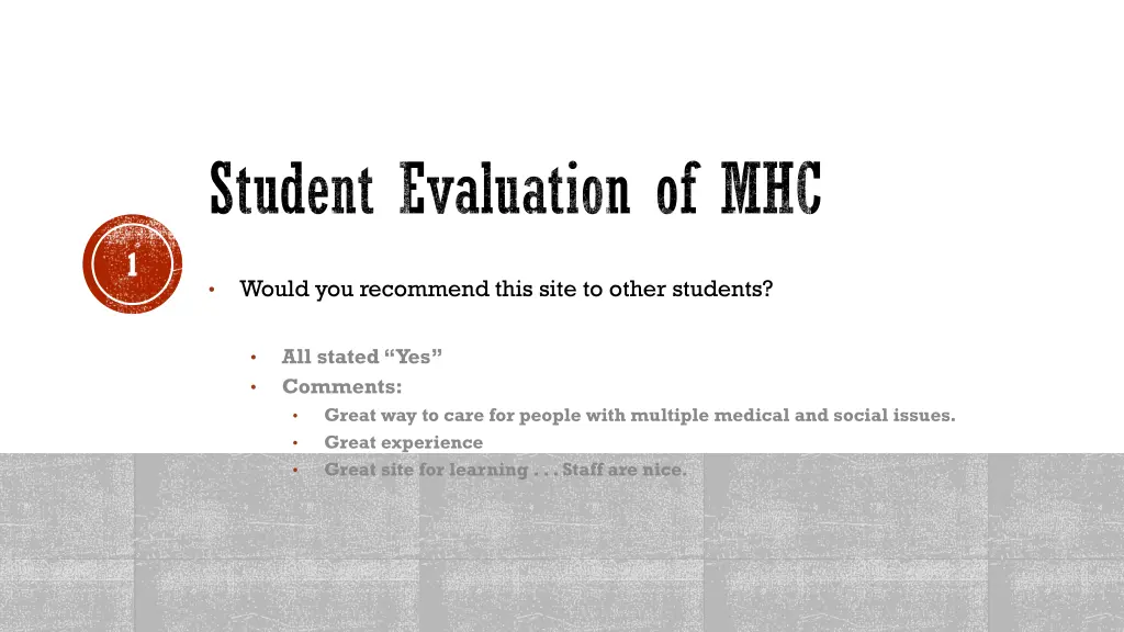 student evaluation of mhc
