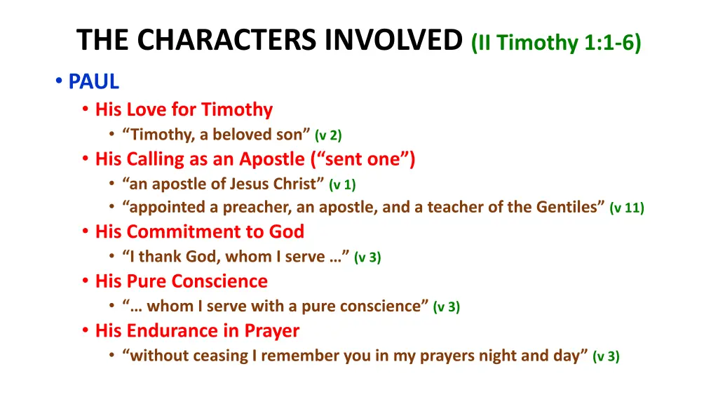 the characters involved ii timothy 1 1 6 paul