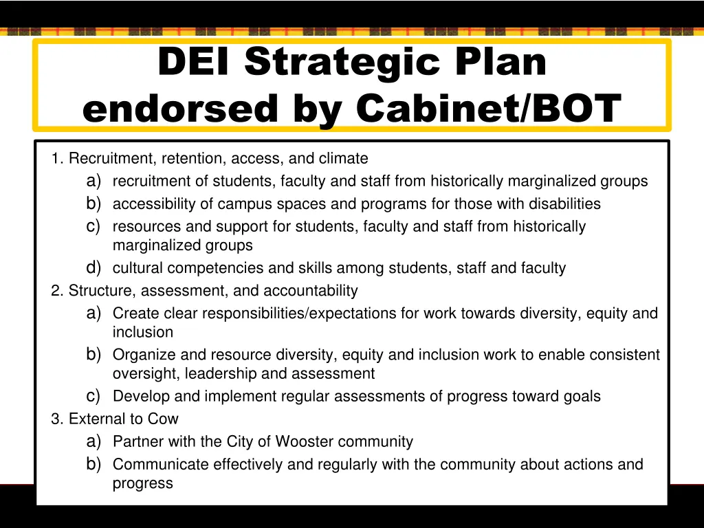 dei strategic plan endorsed by cabinet bot