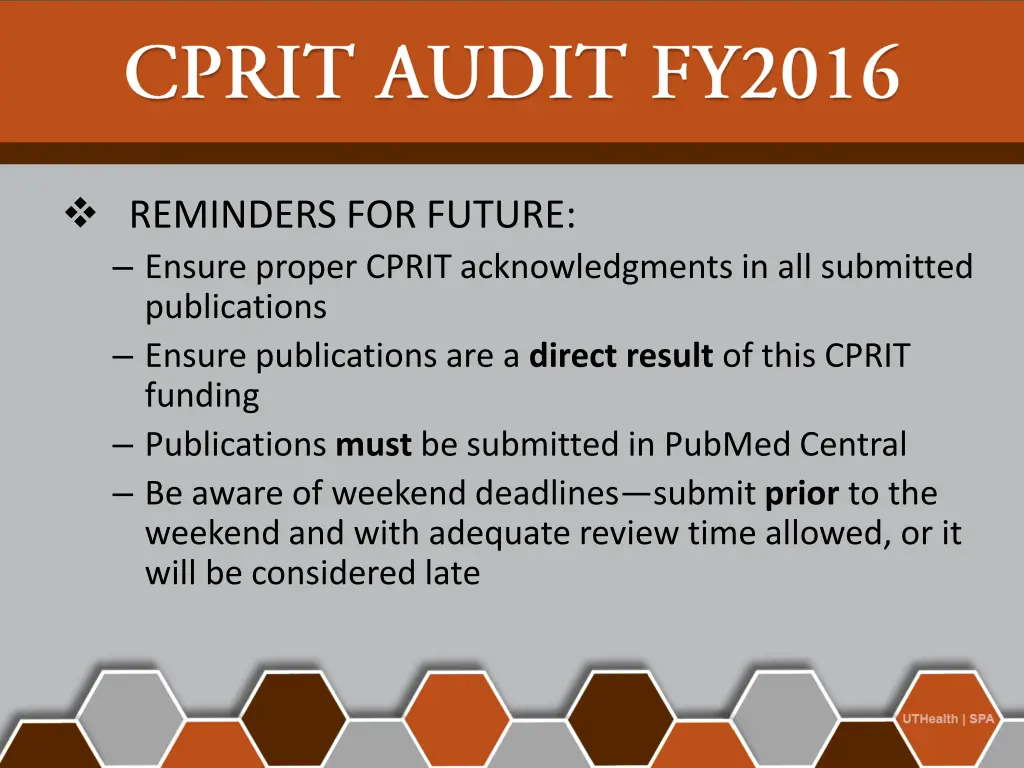 reminders for future ensure proper cprit
