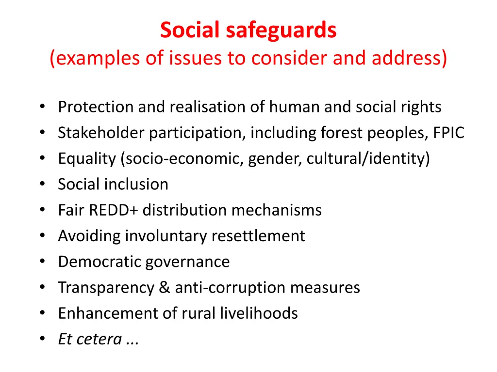 social safeguards