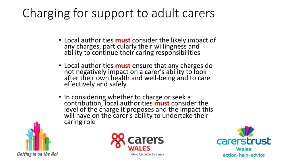 charging for support to adult carers 1