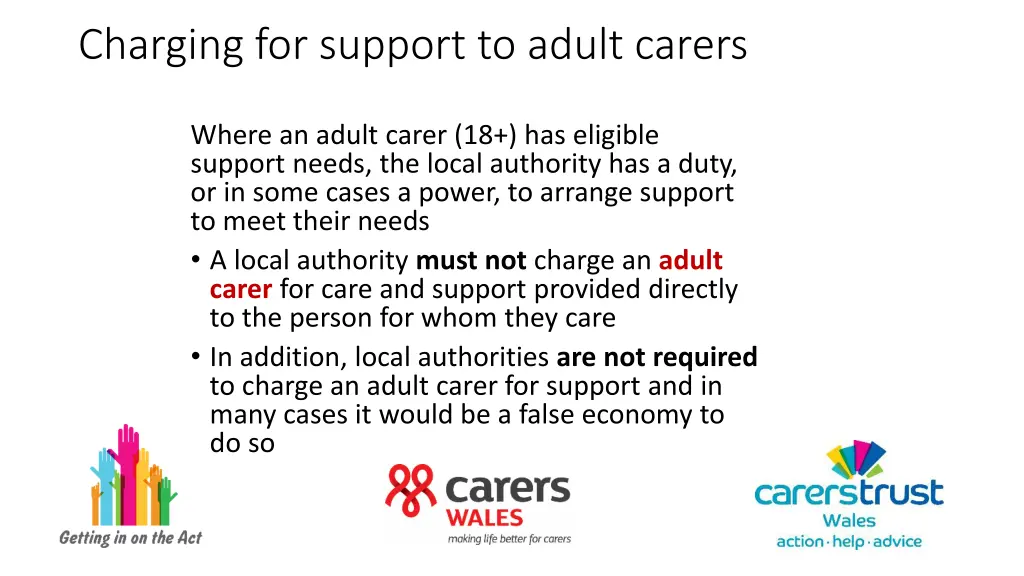 charging for support to adult carers