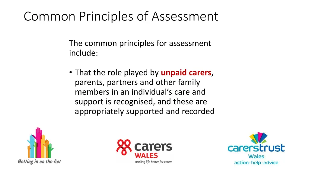 common principles of assessment