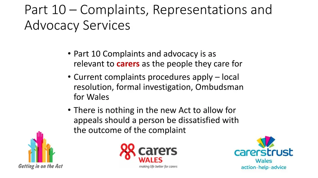 part 10 complaints representations and advocacy