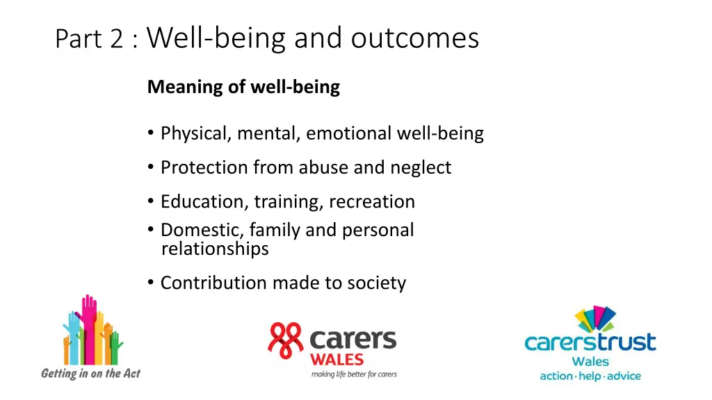 part 2 well being and outcomes