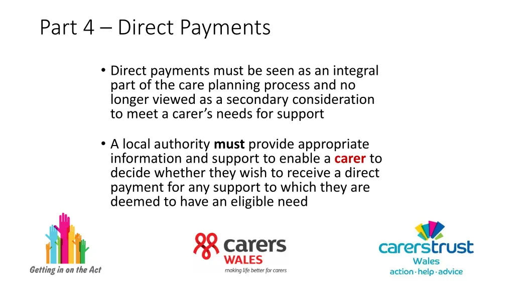 part 4 direct payments