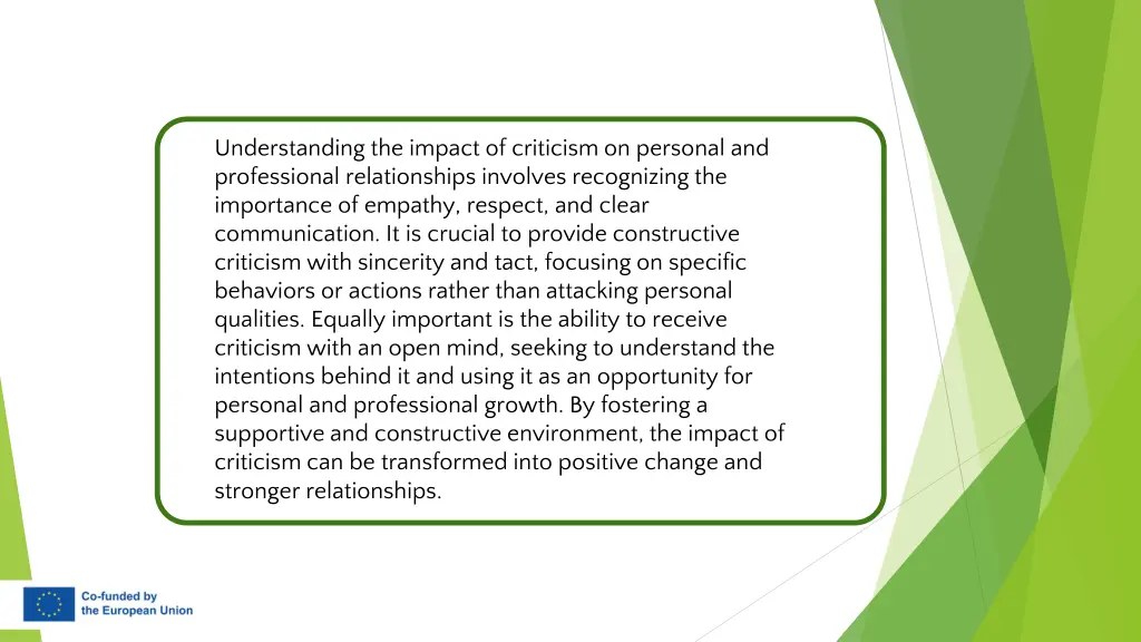 understanding the impact of criticism on personal 1