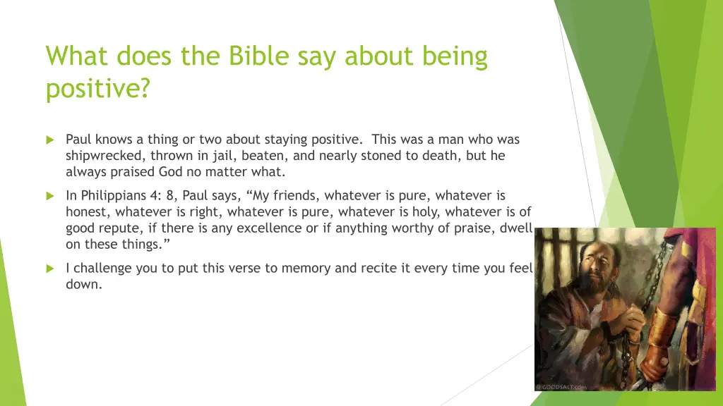what does the bible say about being positive
