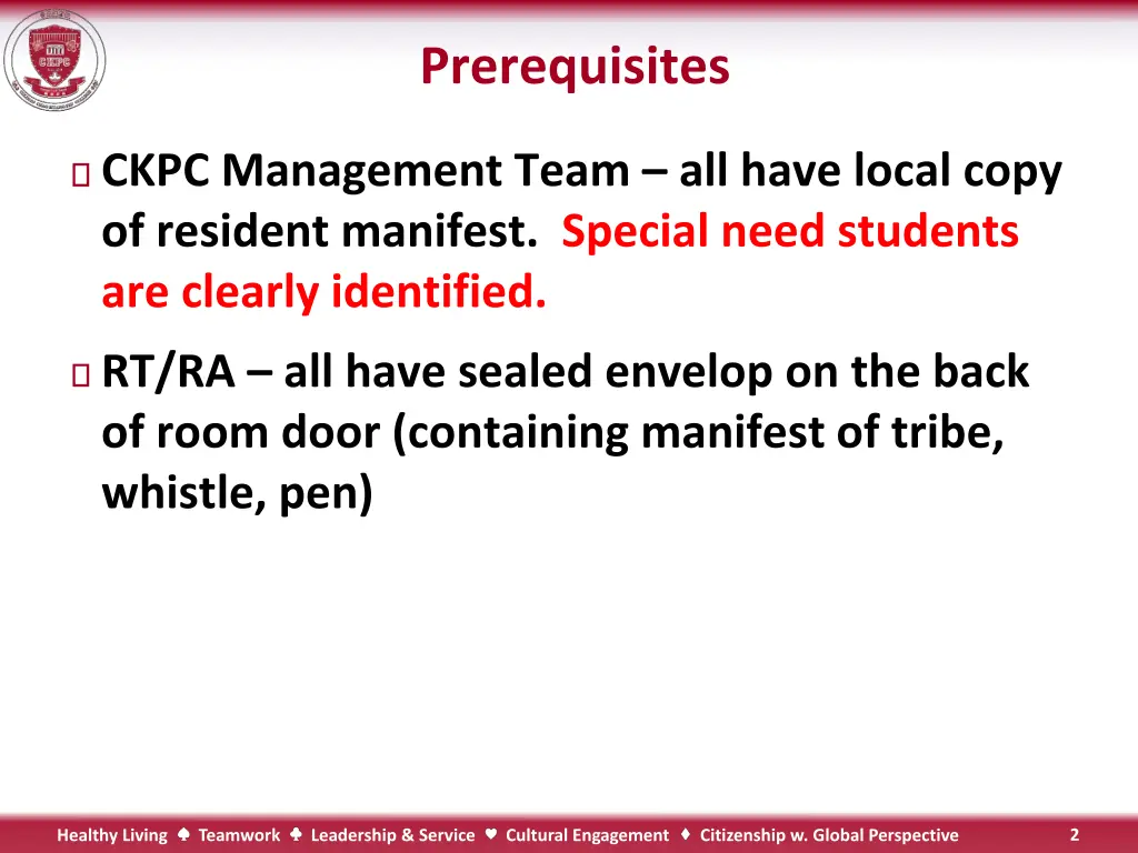 prerequisites