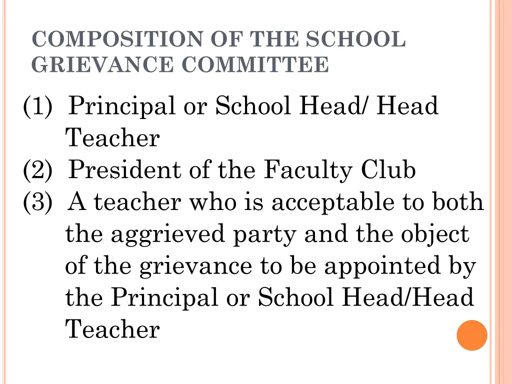 composition of the school grievance committee