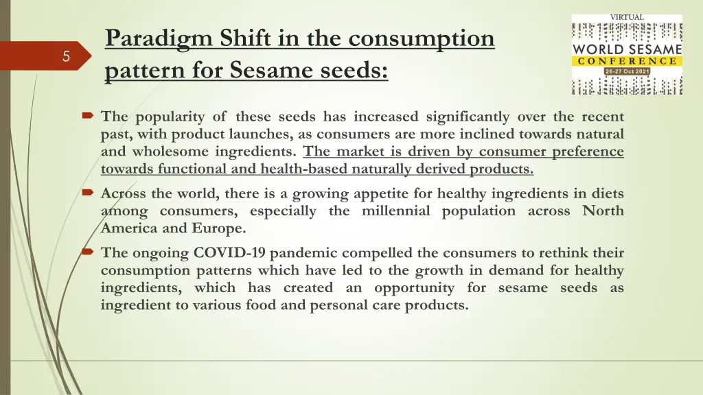 paradigm shift in the consumption pattern