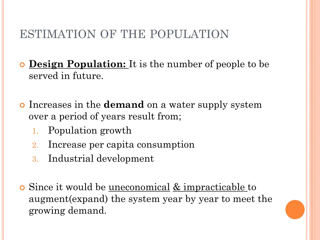 estimation of the population