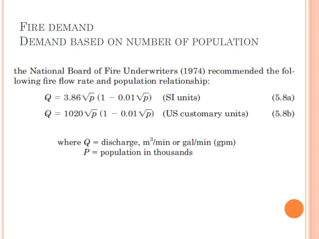 f ire demand d emand based on number of population