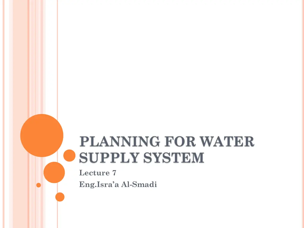planning for water supply system lecture 1