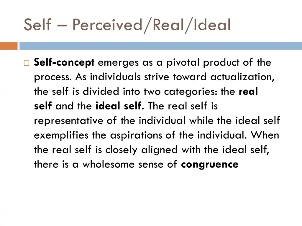 self perceived real ideal