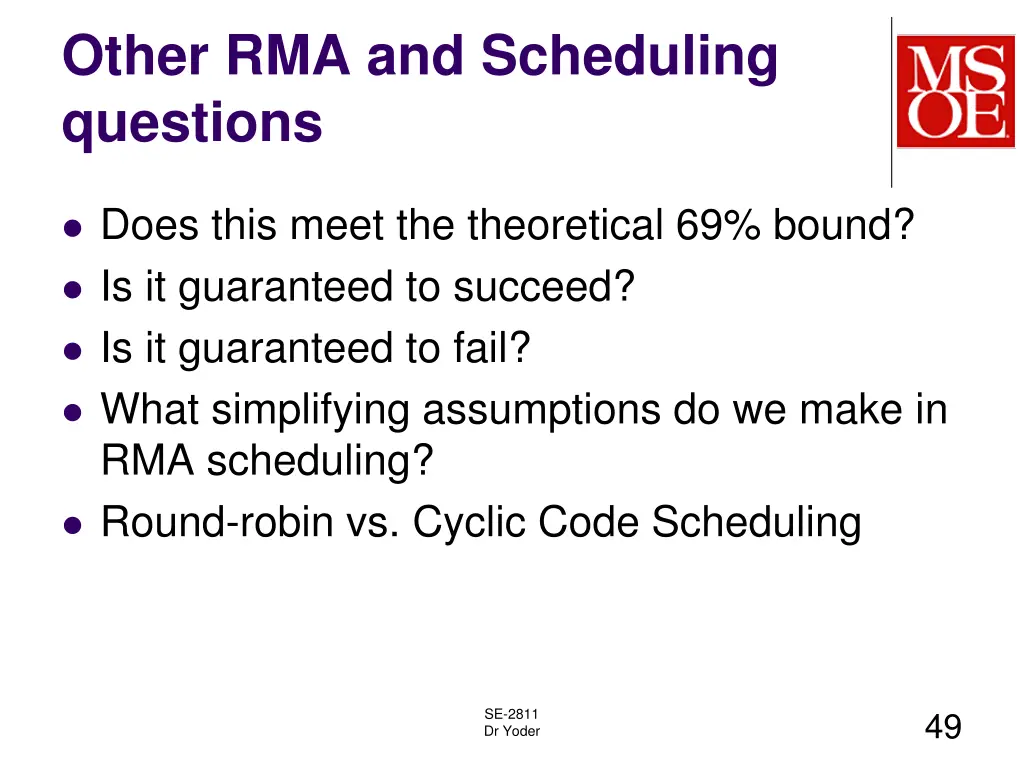 other rma and scheduling questions