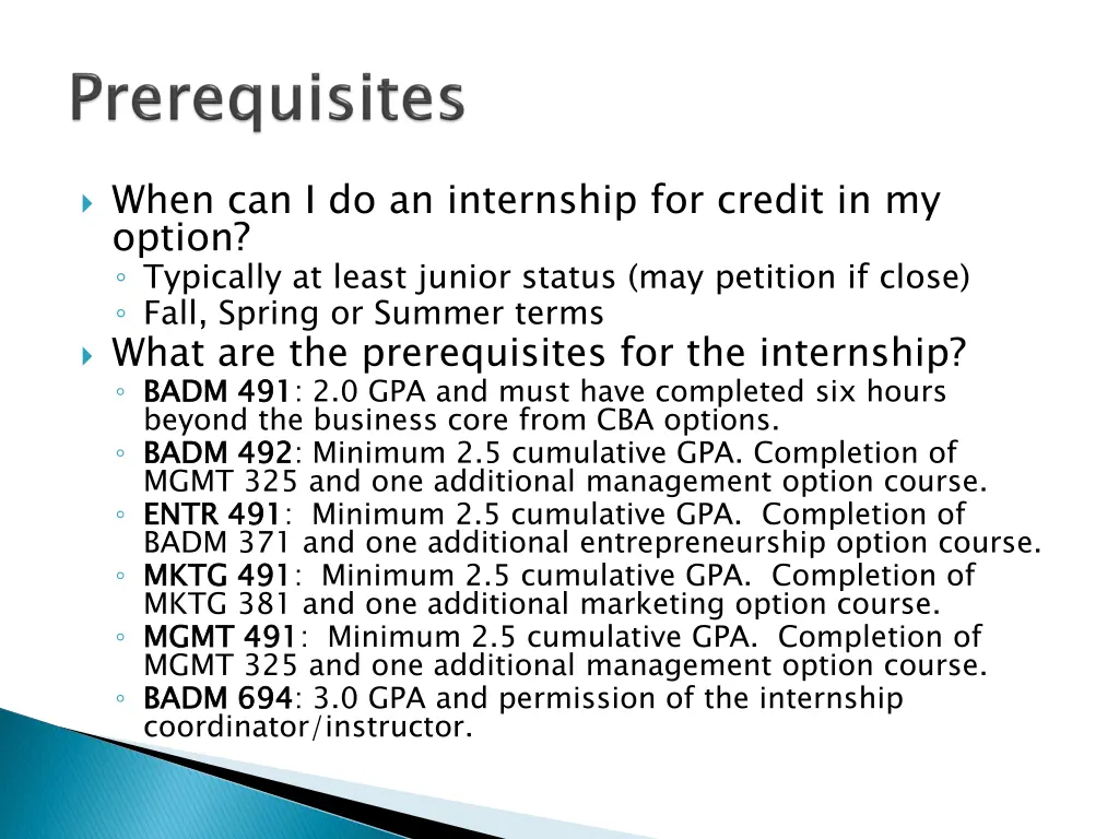 when can i do an internship for credit