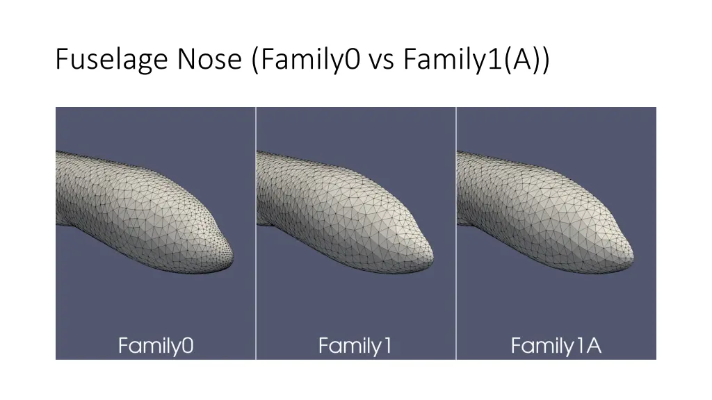 fuselage nose family0 vs family1 a