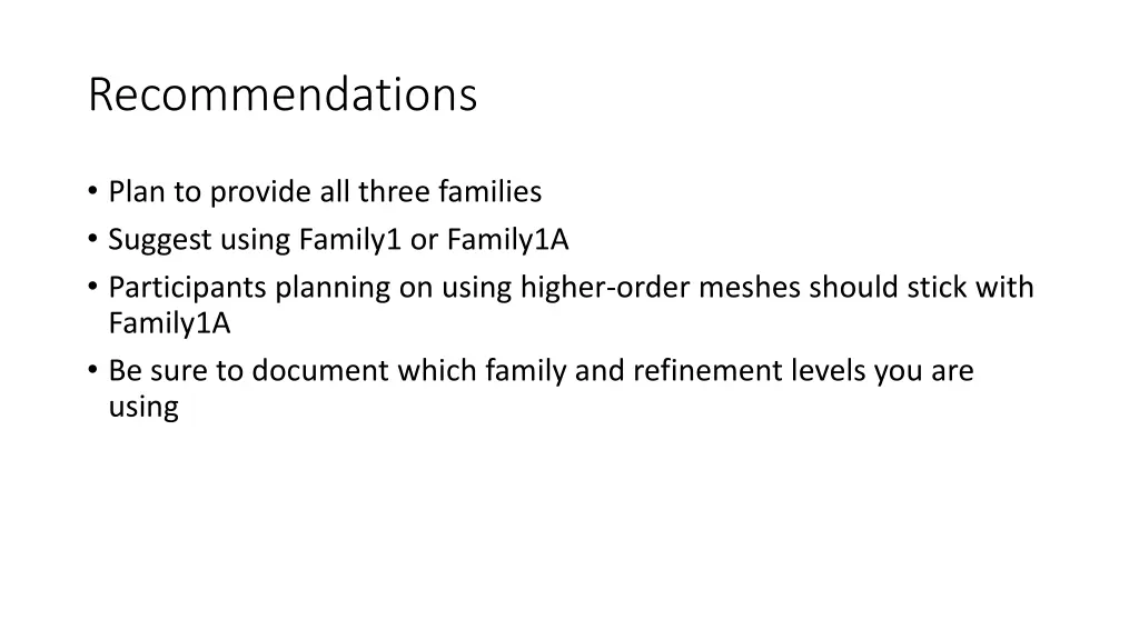 recommendations