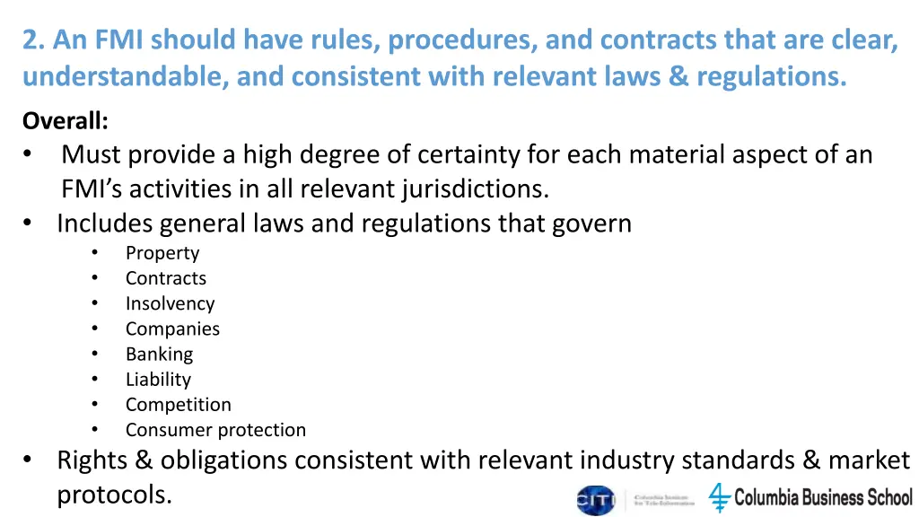 2 an fmi should have rules procedures