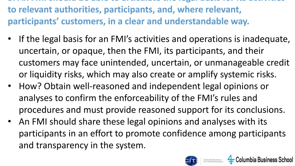 3 an fmi should be able to articulate the legal 1
