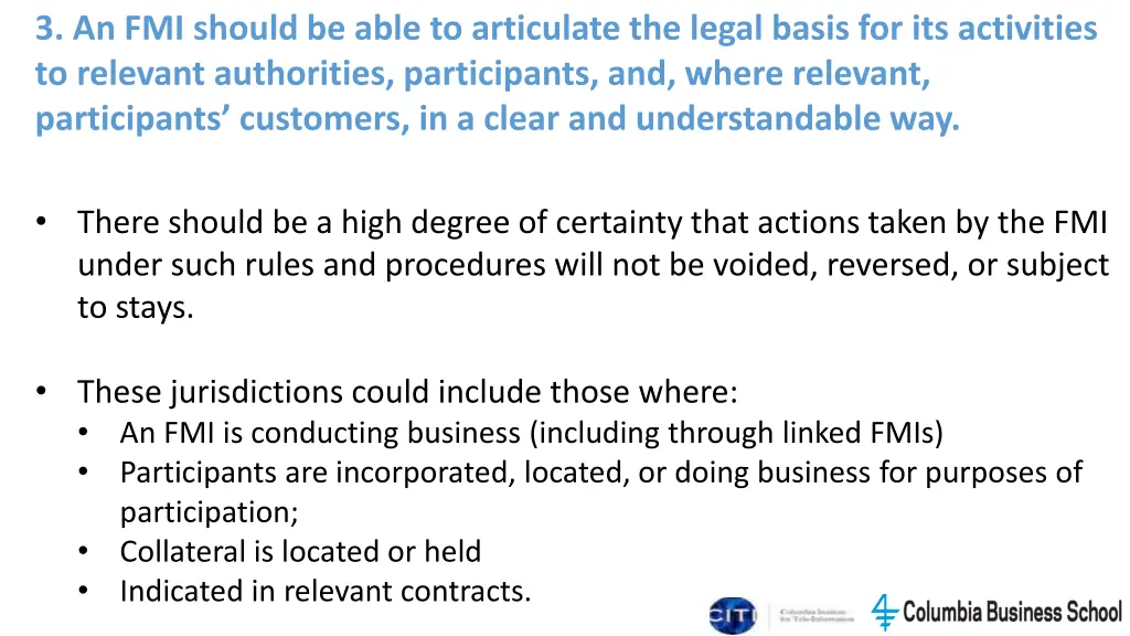 3 an fmi should be able to articulate the legal