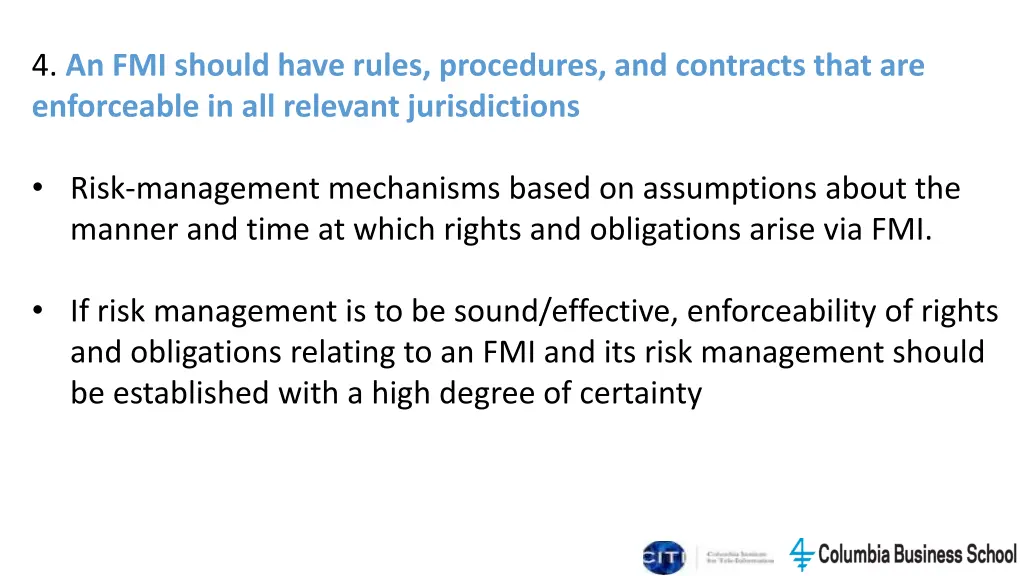 4 an fmi should have rules procedures