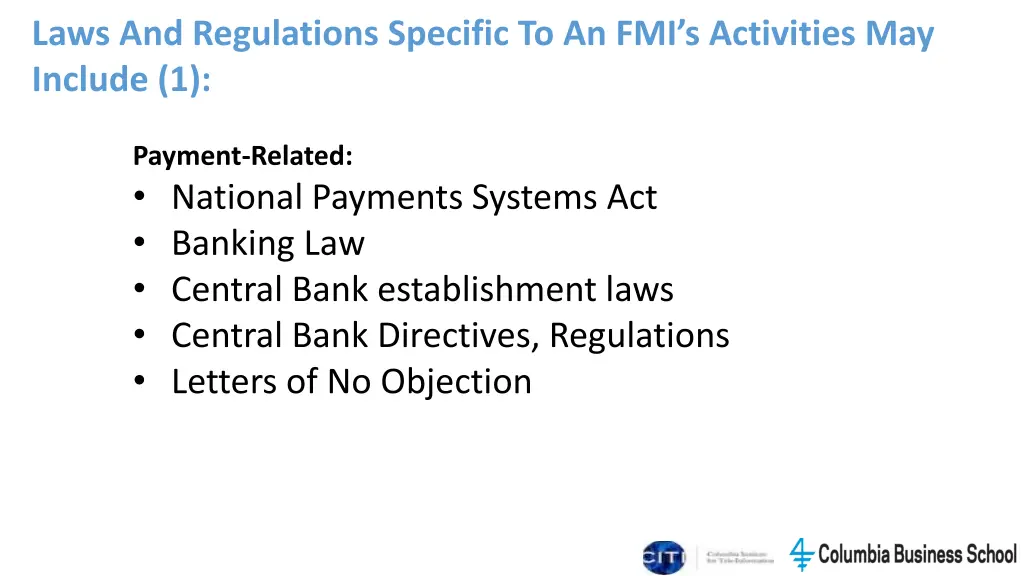 laws and regulations specific
