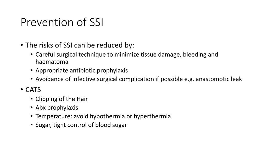 prevention of ssi