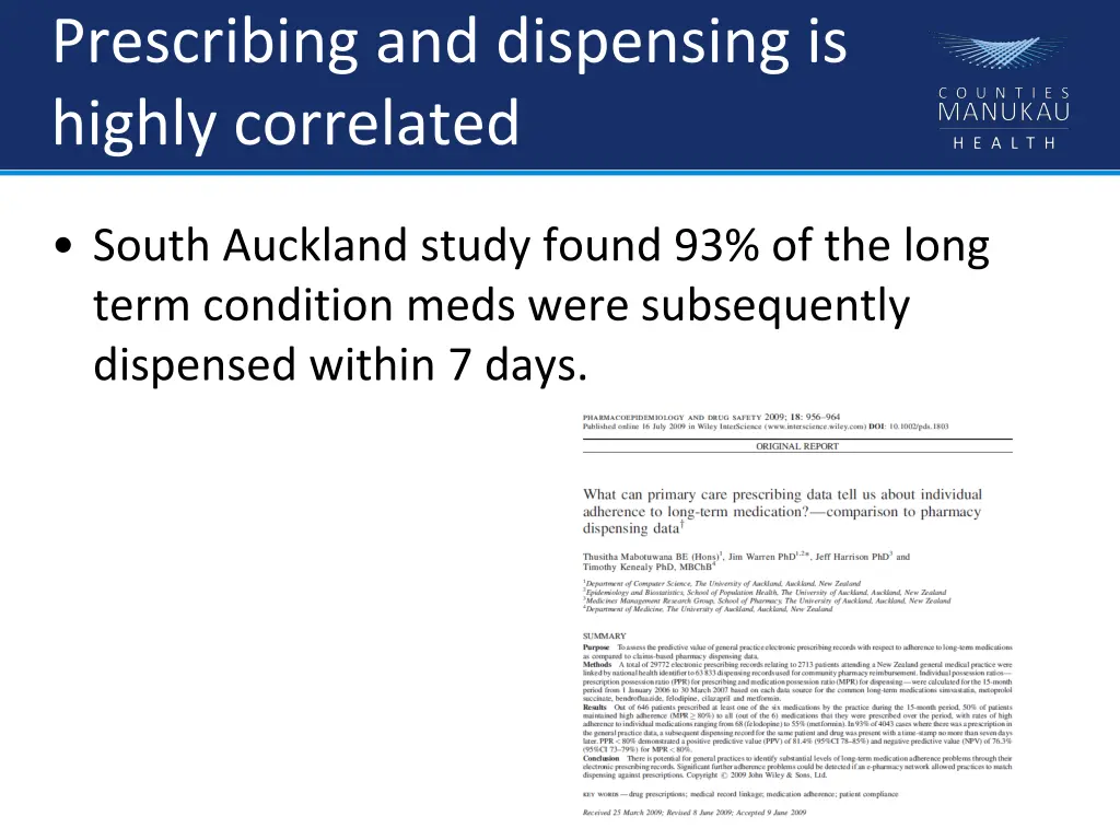 prescribing and dispensing is highly correlated