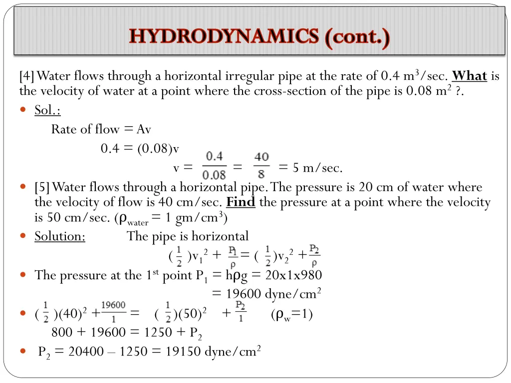 hydrodynamics cont 11