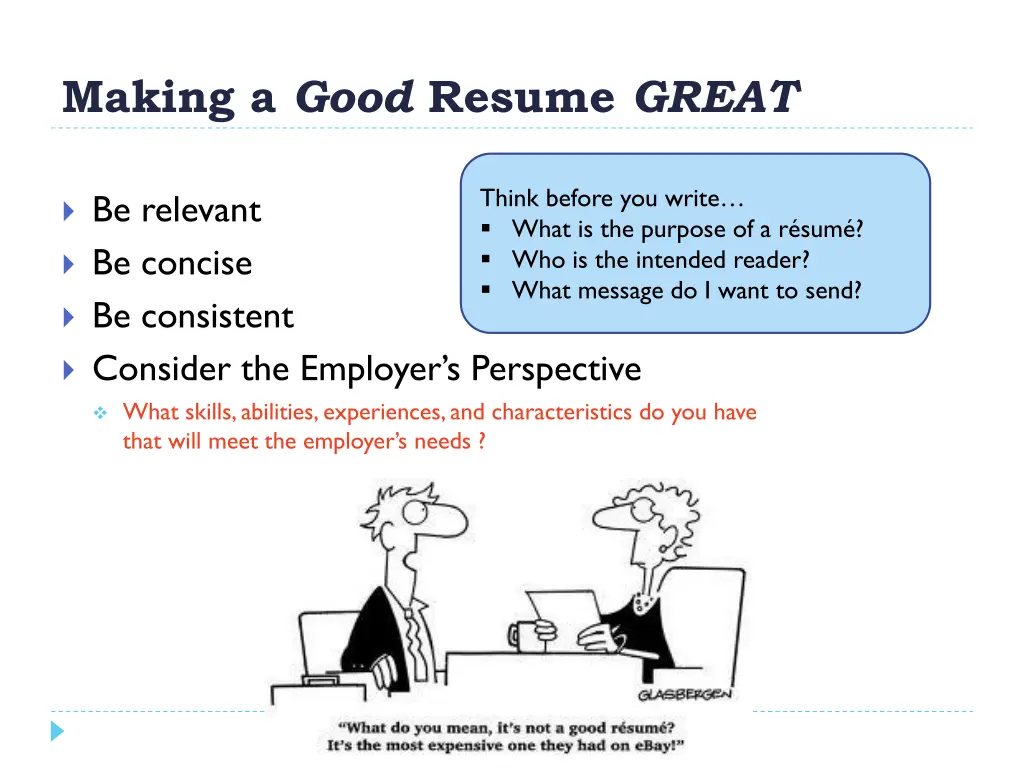 making a good resume great