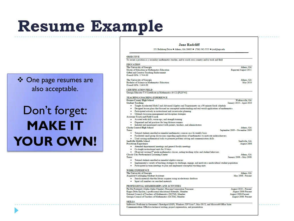 resume example 1
